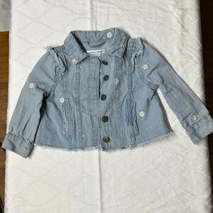 Cupcakes & Cashmere Light Blue Embroidered Jean Jacket Size 18 mos